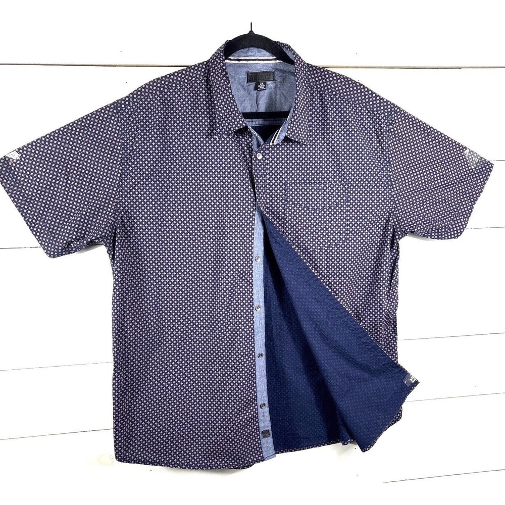 Steves Jeans Mens 3X Multi Short Sleeve Button-Up Shirt 100% Cotton Geometric